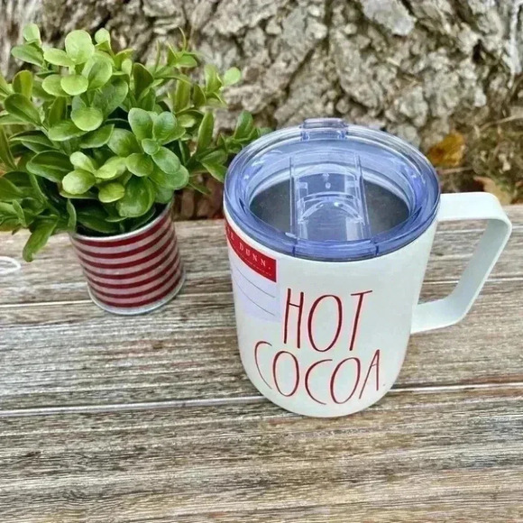 NEW - Rae Dunn - HOT COCOA - insulated stainless Steel Christmas Mug/Cup w/lid - Picture 5 of 11